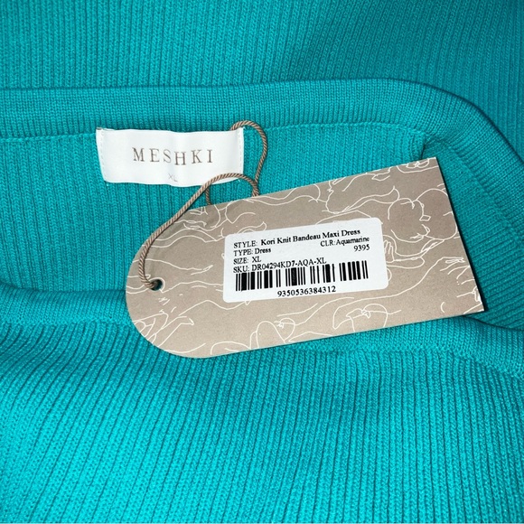 Meshki Kori Knit Bandeau Maxi Dress Aquamarine Stretch Strapless Sz XL NWT - Picture 11 of 13